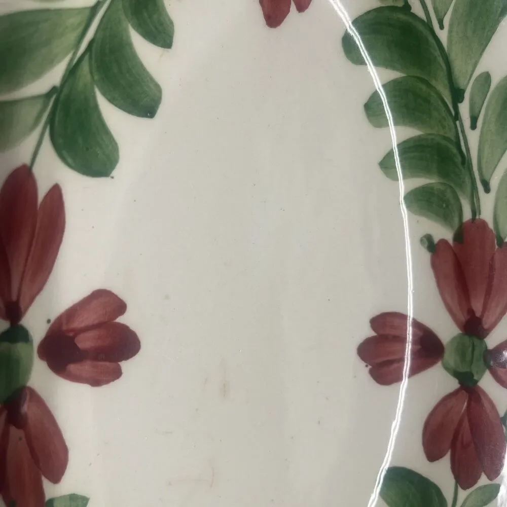 Large Vintage Oval Hand Painted Ceramic Porcelian Platter Dish Czech. Dinnerware